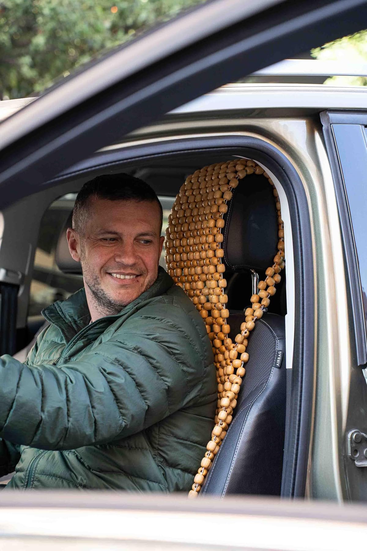 Zone Tech Housse de siège en Perles pour Voiture, Coussin de Massage, Perles en Bois Naturel pour Semi-Camion, remorque, Voiture (Naturel, 1 pièce)