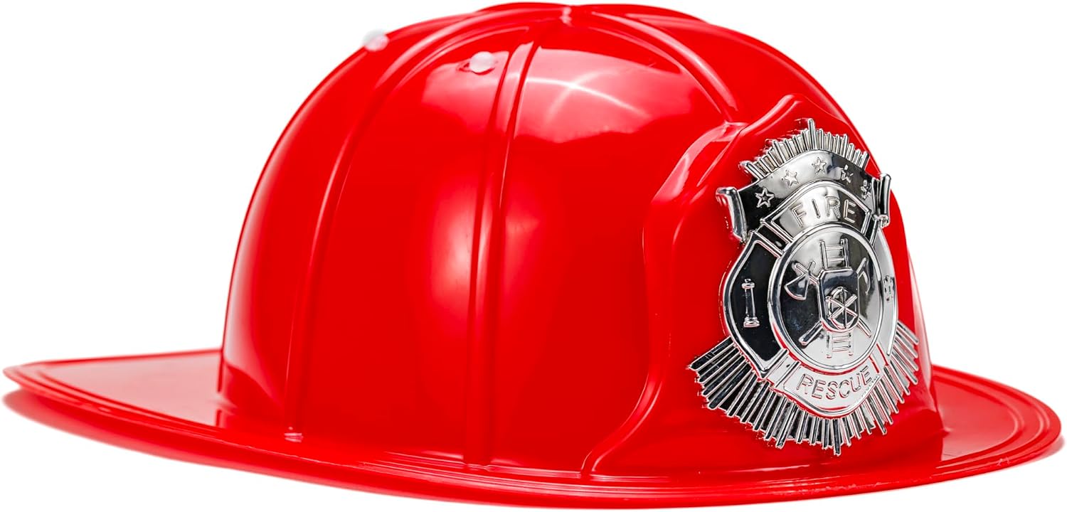 COLLECT PRESENT Deluxe Firefighter Helmet for Adults - Authentic Fire Chief Hat Design - Made from Sturdy Plastic