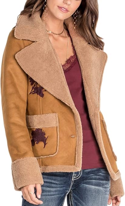 suede sherpa jacket women's