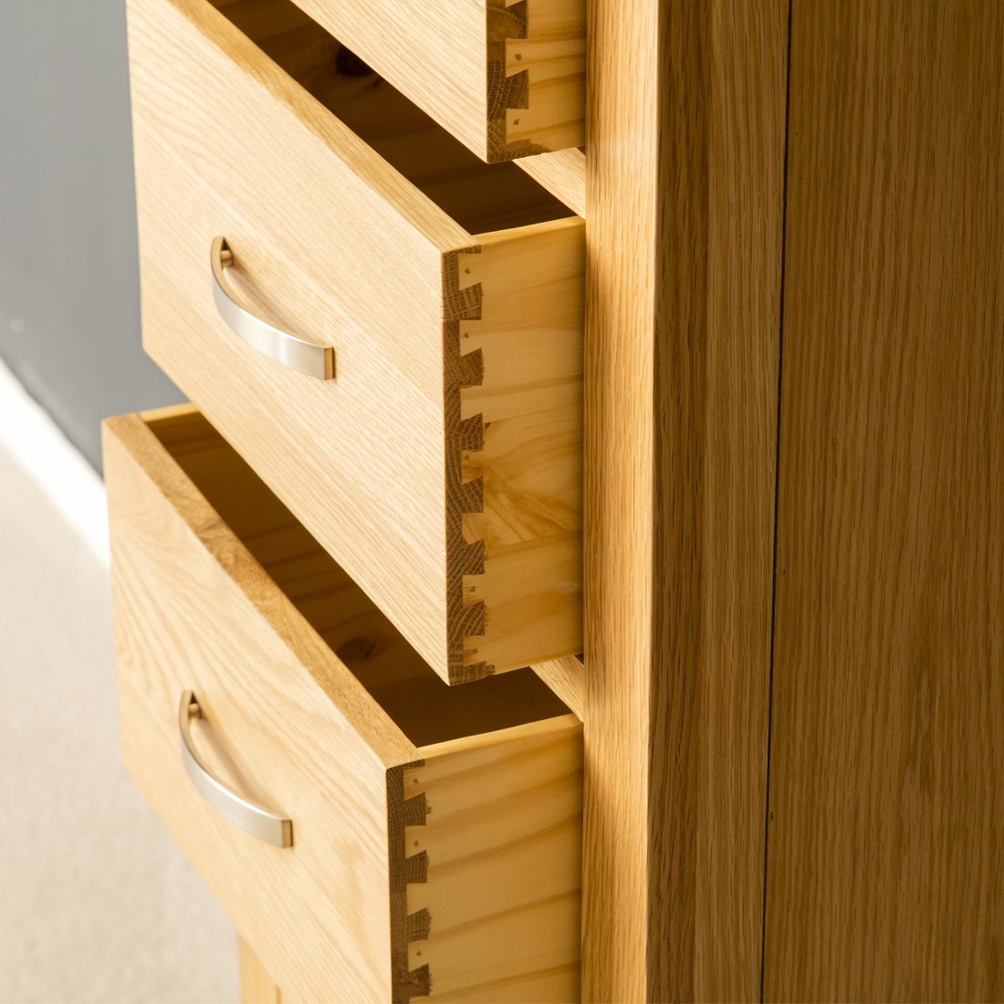 Buy London Oak Tallboy Chest of Drawers Bedroom 5 Drawer