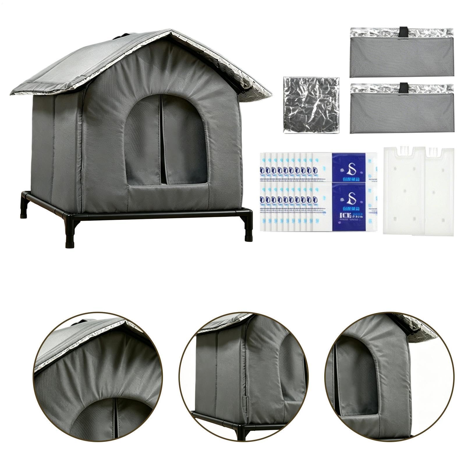 Château à chat - Matériau isolant robuste et pliable - Lit rafraîchissant pour chat - Maison d' pour chat d'intérieur - Niche thermique pour chiot avec tapis rafraîchissant - Coussin en gel doux