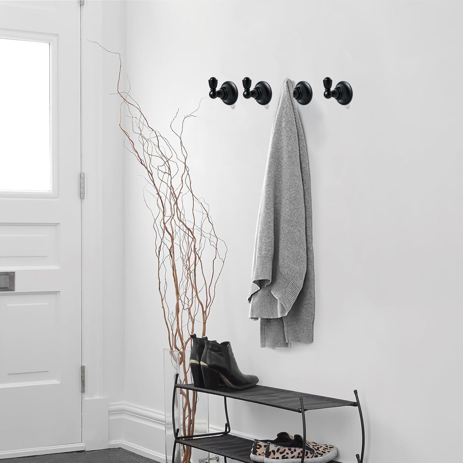 KHTUMEWARE-170372 Matte Black Coat/Robe Hooks 2-Pack in Matte Black — KHTUMEWARE