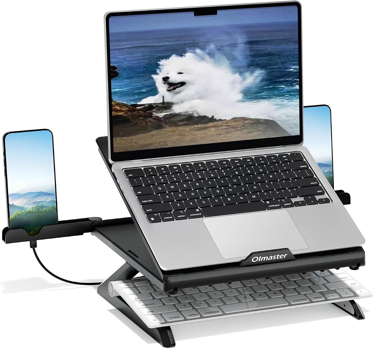 Soporte para computadora portátil para escritorio, soporte ergonómico ajustable y plegable para computadora portátil con ventilación térmica, soporte elevador para computadora portátil compatible con MacBook Air Pro, portátiles de 10 a 15,6 pulgadas