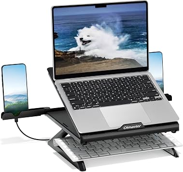 OImaster Laptop Stand for Desk, Ergonomic Adjustable & Foldable Portable Computer Stand with Heat-Vent, Laptop Riser Holder Compatible with MacBook Air Pro, 10-15.6 Inch Notebooks