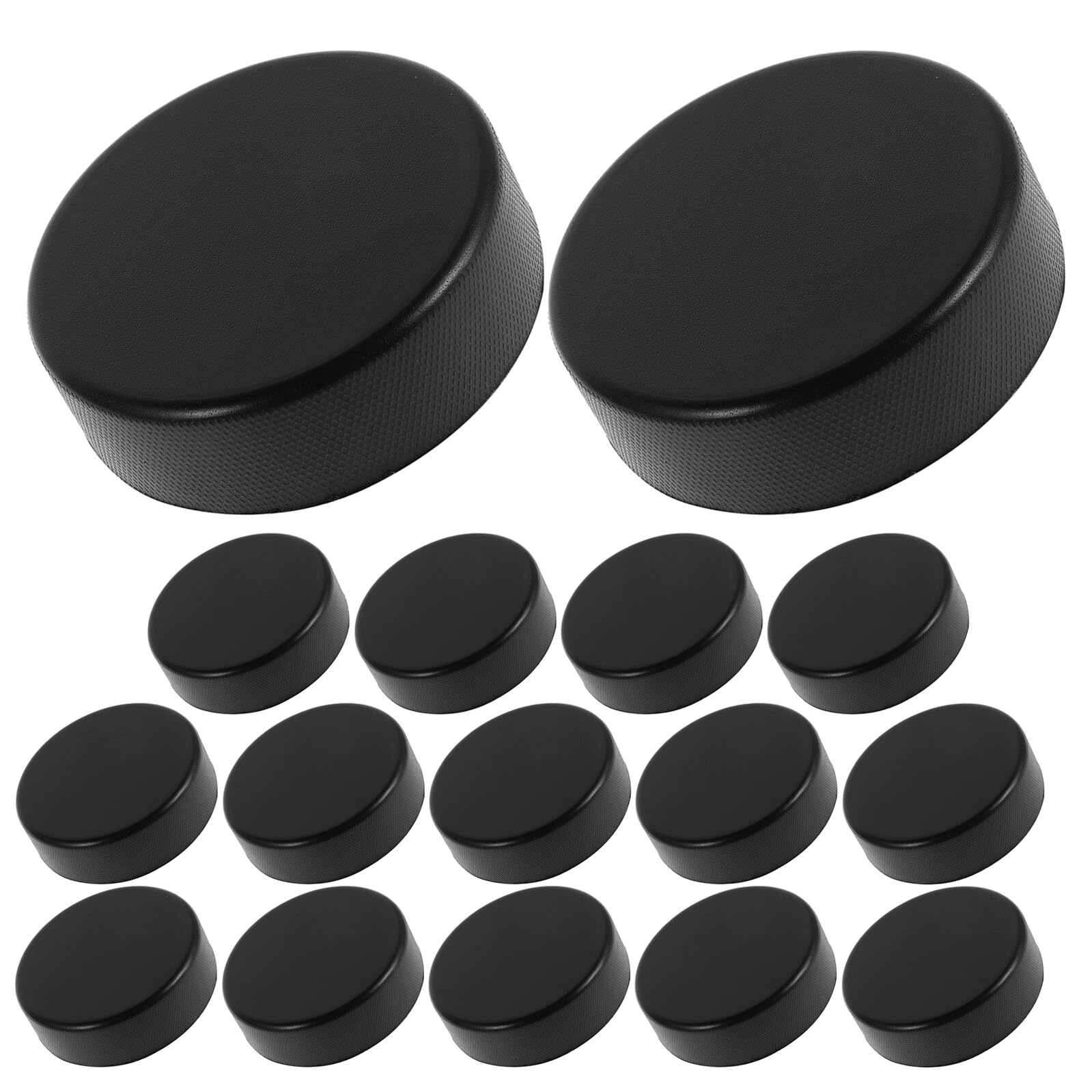 GANAZONO Lot de 16 Rondelles de Hockey sur Glace en Mousse Souple Noire, Palets Légers pour Entraînement Hockey sur Glace Intérieur et Jeu de Table, Accessoires Solide pour Adultes
