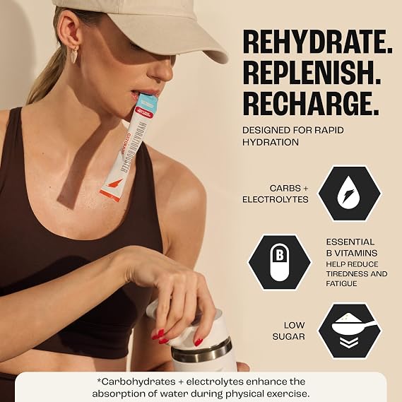 Hydration Booster by Gatorade Carbohydrate-Electrolyte Sachets - Hydration Powder Drink Mix with Carbohydrates, Electrolytes and B Vitamins (Strawberry Watermelon, 12 Servings)