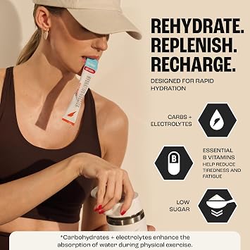 Hydration Booster by Gatorade Carbohydrate-Electrolyte Sachets - Hydration Powder Drink Mix with Carbohydrates, Electrolytes and B Vitamins (Strawberry Watermelon, 12 Servings)
