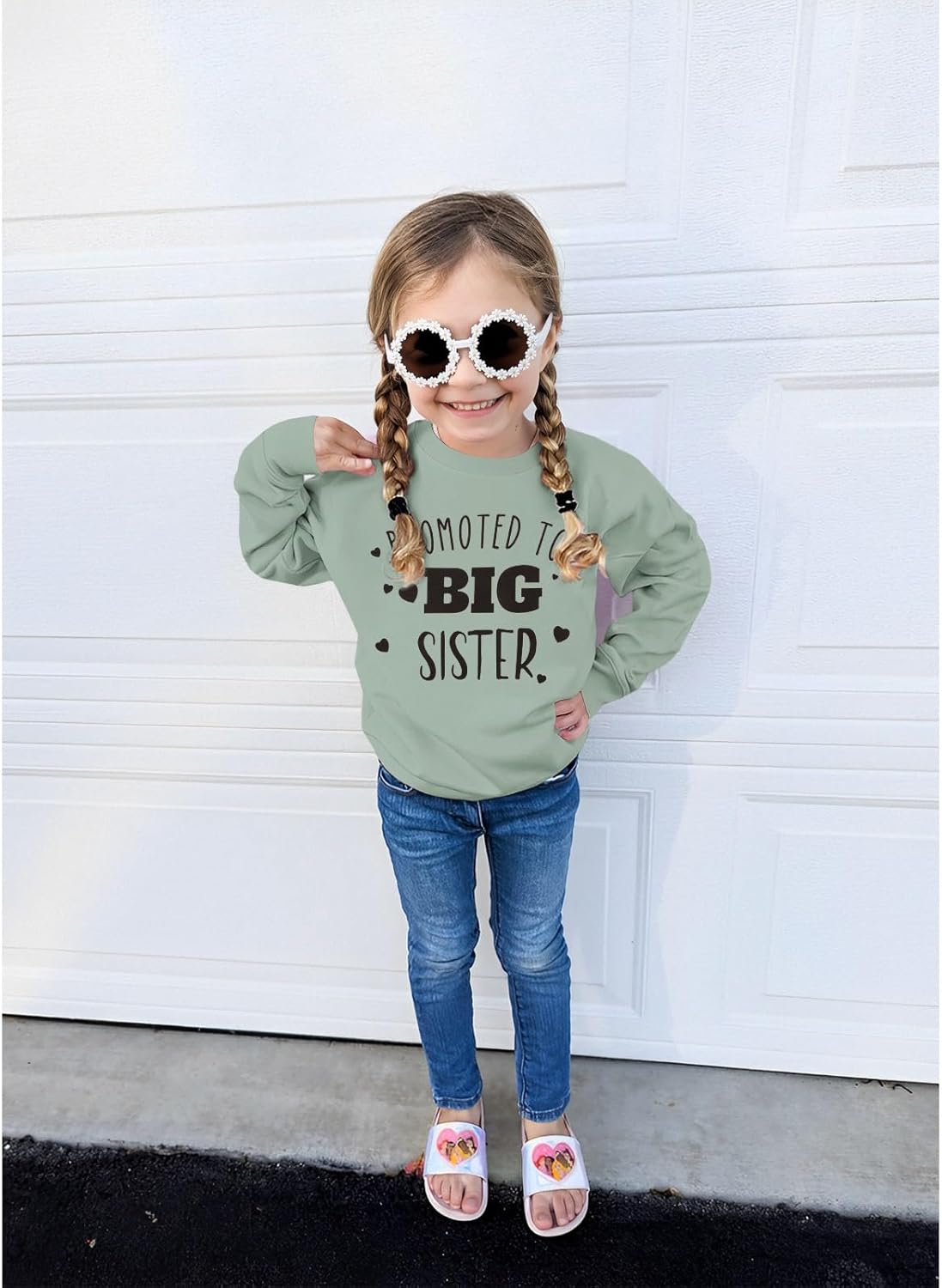 MODNTOGA Toddler Girl Big Sis Crewneck Sweatshirt Promoted To Big Sister Graphic Shirt Baby Sister Love Print Pullover Tops - Image 4
