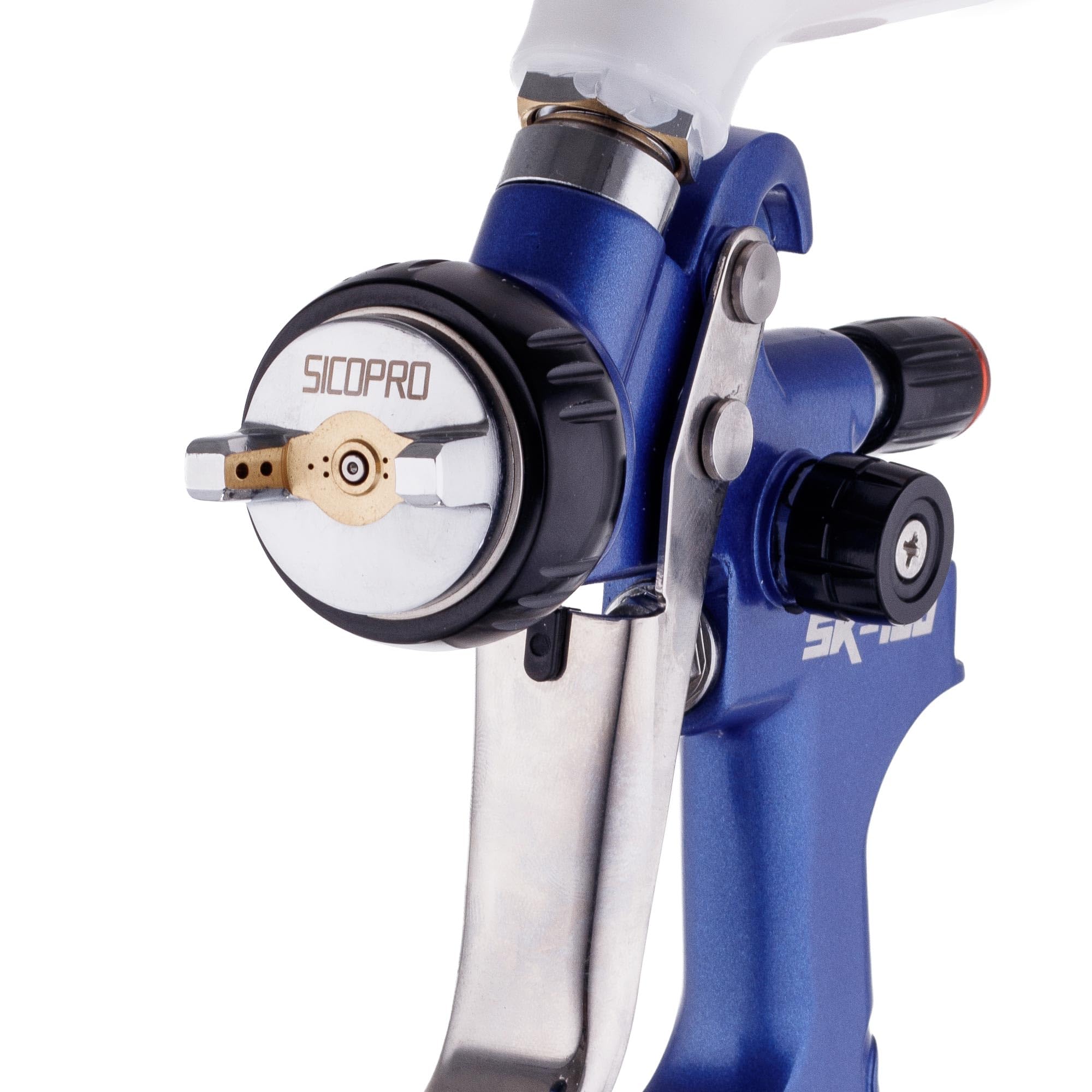 SicoPro - Pistolet Lakierniczy LVMP, Pneumatyczny, Pistolet Lakierniczy z dyszą 1,4mm - zbiornik 600 ml, z akcesoriami kluczem, szczotką, filtrem do zbiornika - zużycie lakieru 130–270 ml/min