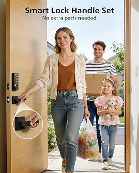 Philips WiFi Smart Door Lock with Handle, Built-in WiFi App Remote Control, Keyless Entry Door Locks for Front Door, Smart Deadbolt Auto Lock, Support Alexa & Google, IP54 Waterproof, Matte Black | 100 User PIN Codes, Anti-Peep Code, Waterproof, Auto Lock, Support Alexa & Google Voice