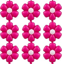 Hot Pink Daisy Balloons Flower Aluminum Foil Balloons Violet Floral Balloons for Birthday, Valentines, Baby Shower, Wedding, Floral Party Decorations Supplies (10Pcs)