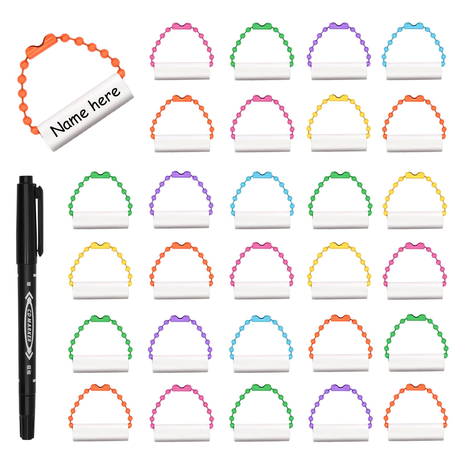 HVSWLY 40PCS Child ID Tags,Waterproof Shoe Tags,Kids Backpack Labels,Luggage Tags,Wine Glass Markers for Drinks,Daycare Essentials,with Removable