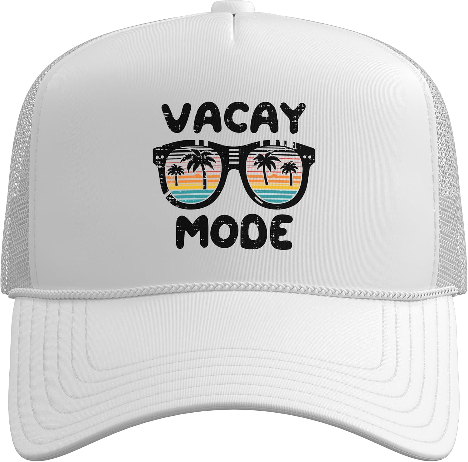 Vacation Vacay Mode Sunglasses Sunset Summer Men Women Kids Trucker Hat with Adjustable Mesh Back image 2
