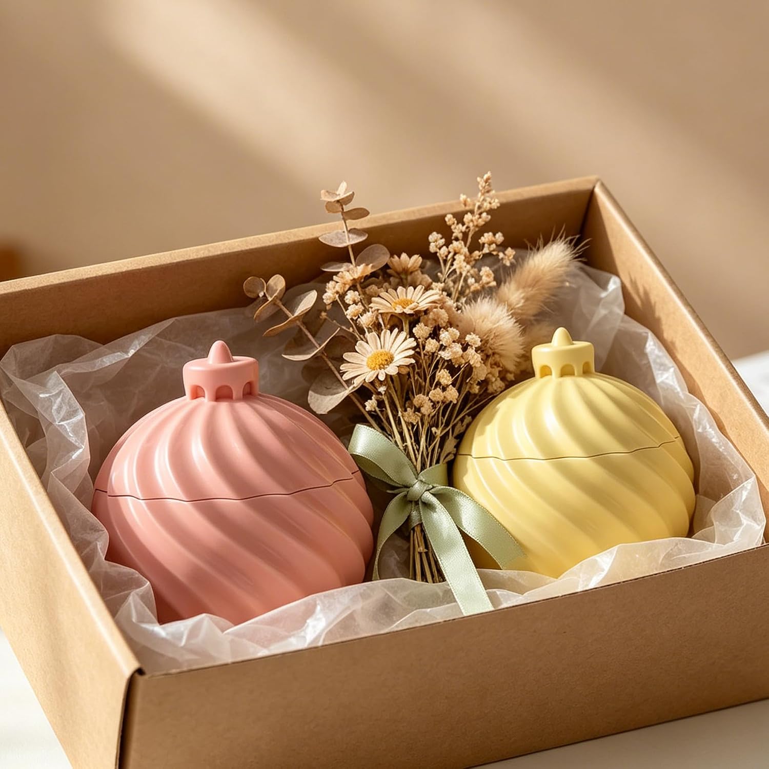 Wehous Christmas Box Resin Molds with Lid, 3D Embossed Candle Jewelry Holder Container Storage Molds for Epoxy Resin Casting Clay Concrete, Holiday Festive Christmas Ornament Mold DIY Craft (Spiral)