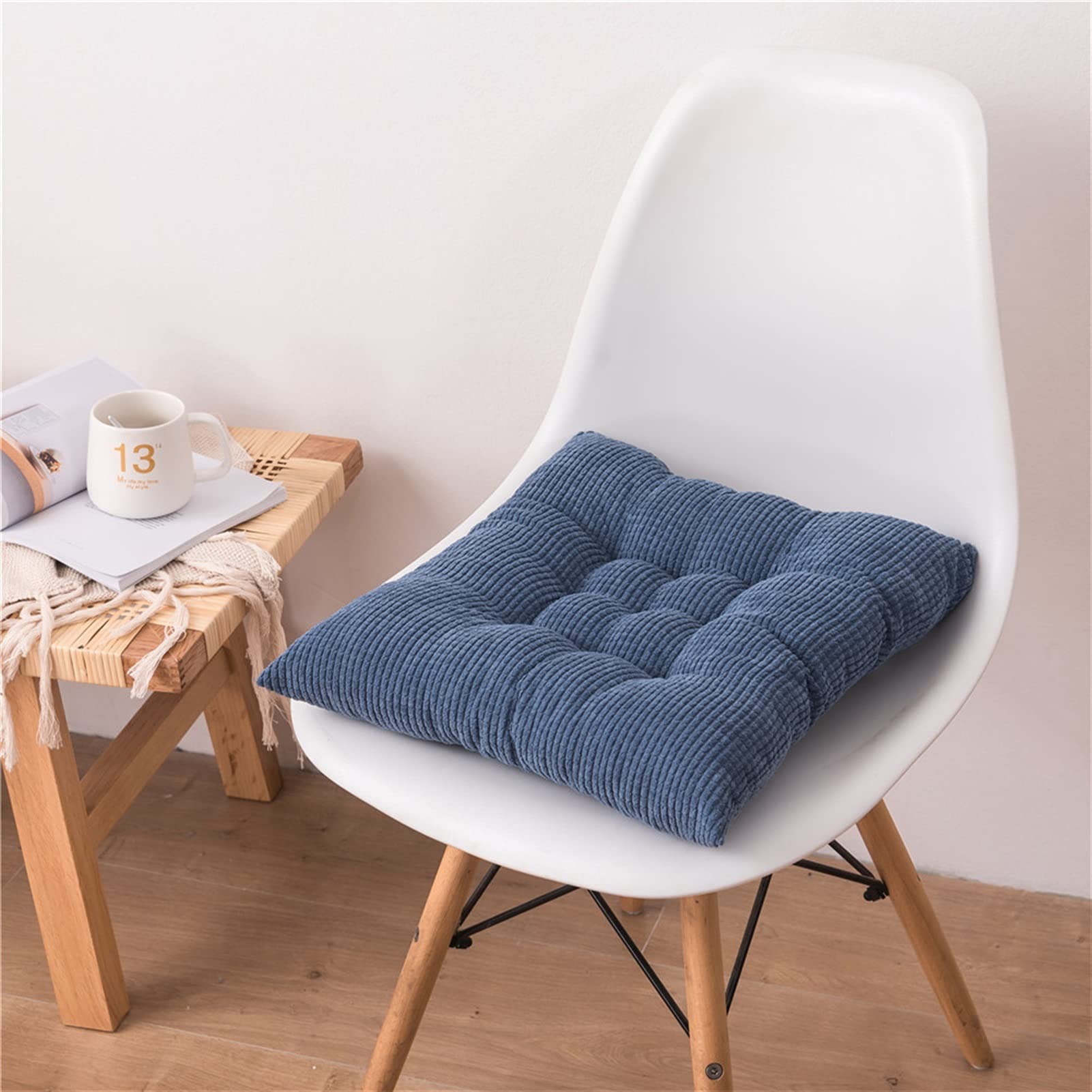 Coussin chaise salle à manger respirant et doux en velours côtelé épais 45x45