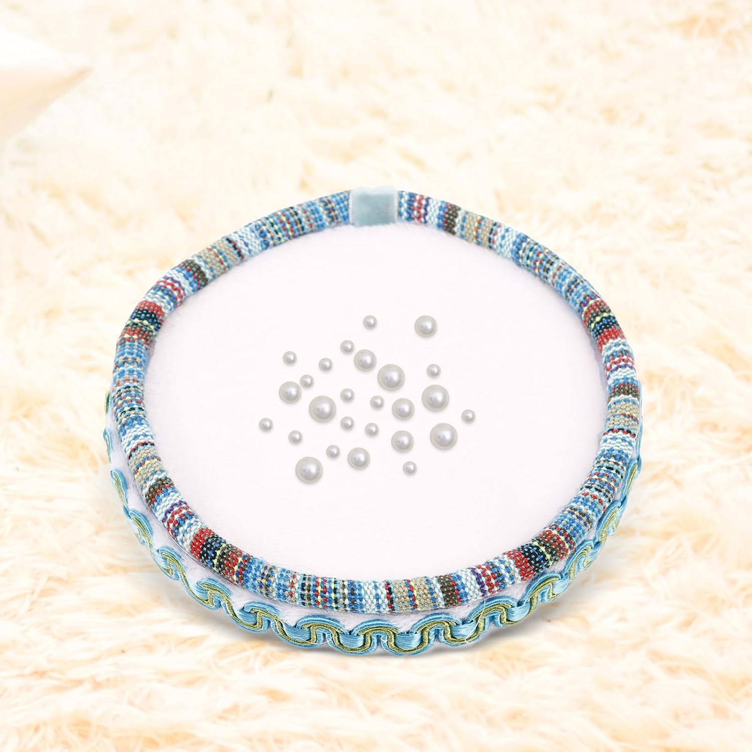 Small Velvet Loose Bead Tray Decorative Round Beading Mat Storage Tray for DIY Crafting and Bracelet Making