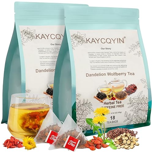 Miniatura 8 de Té de Wolfberry de diente de león (18 bolsas), té de hierbas orgánico de desintoxicación de hígado Dandy mezcla natural con diente de león, bayas de