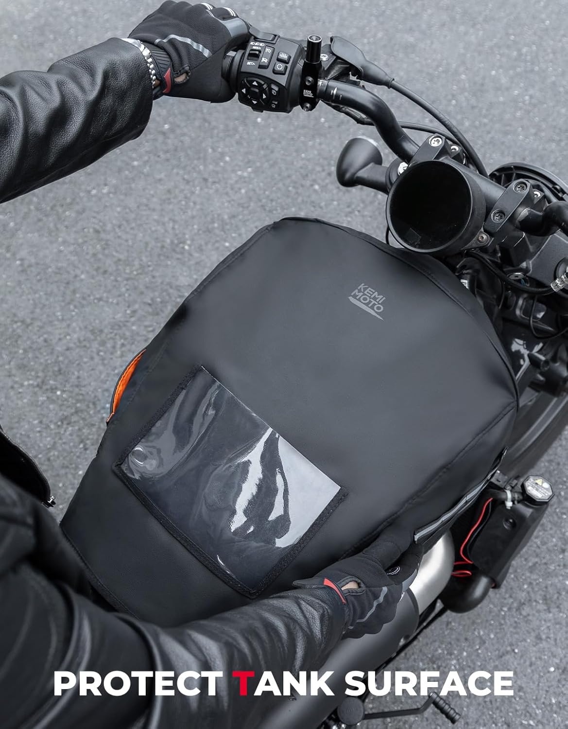KEMIMOTO Motorcycle Fuel Tank Bag Cover Dustproof Fuel Gas Pad Cover Protector with Strong Retention Compatible with Touring Softail