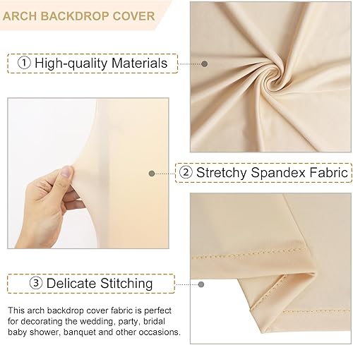Miniatura 3 de FANPROMS Cubierta de arco de elastano beige de 6 pies, cubierta de arco de boda para soporte de arco de Chiara, cubierta de arco de fondo, cubierta