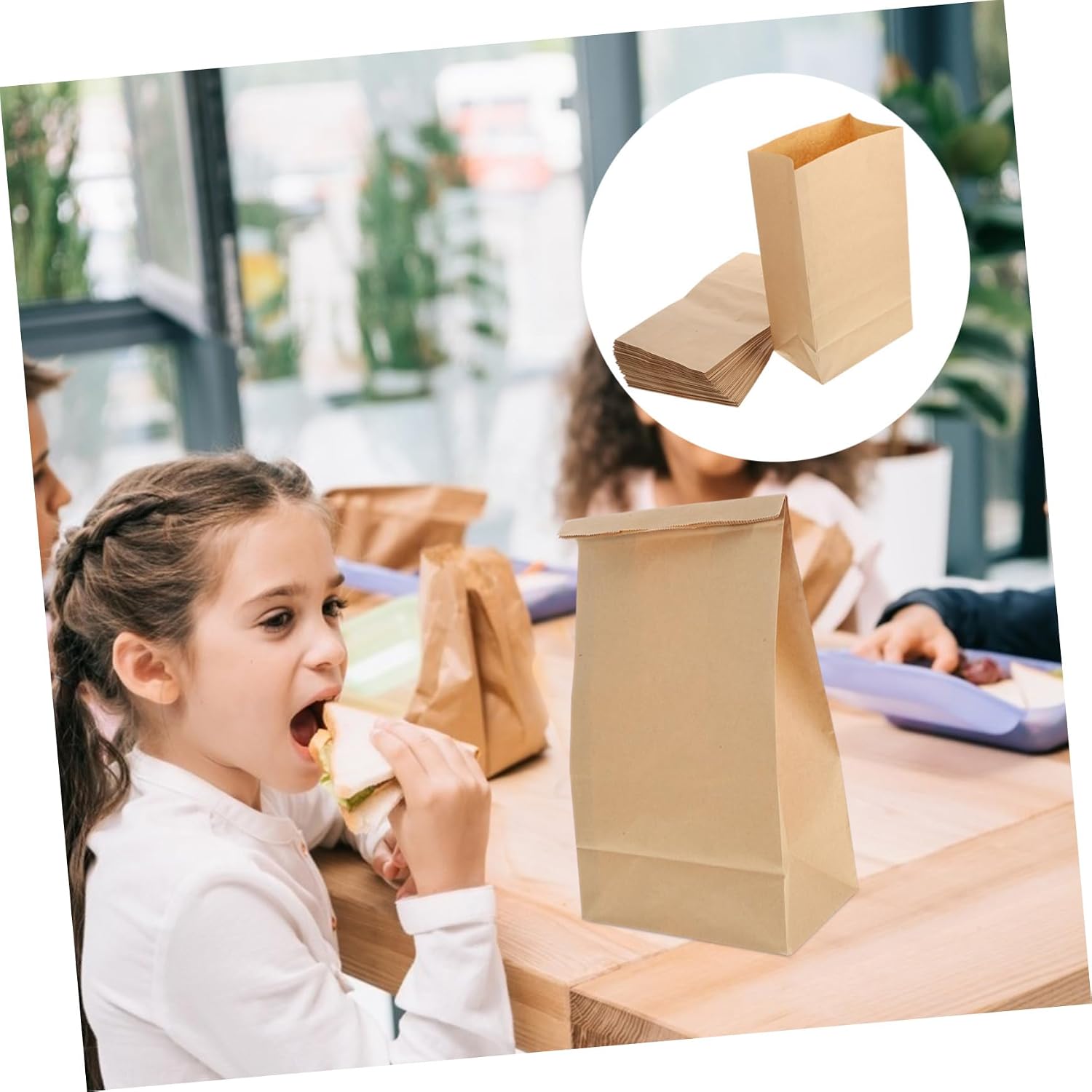 ULTECHNOVO 50pcs Greaseproof Brown Paper Bags for Sandwiches Hot Dogs Snacks Takeout Packaging Lunch Bags for Food Storage
