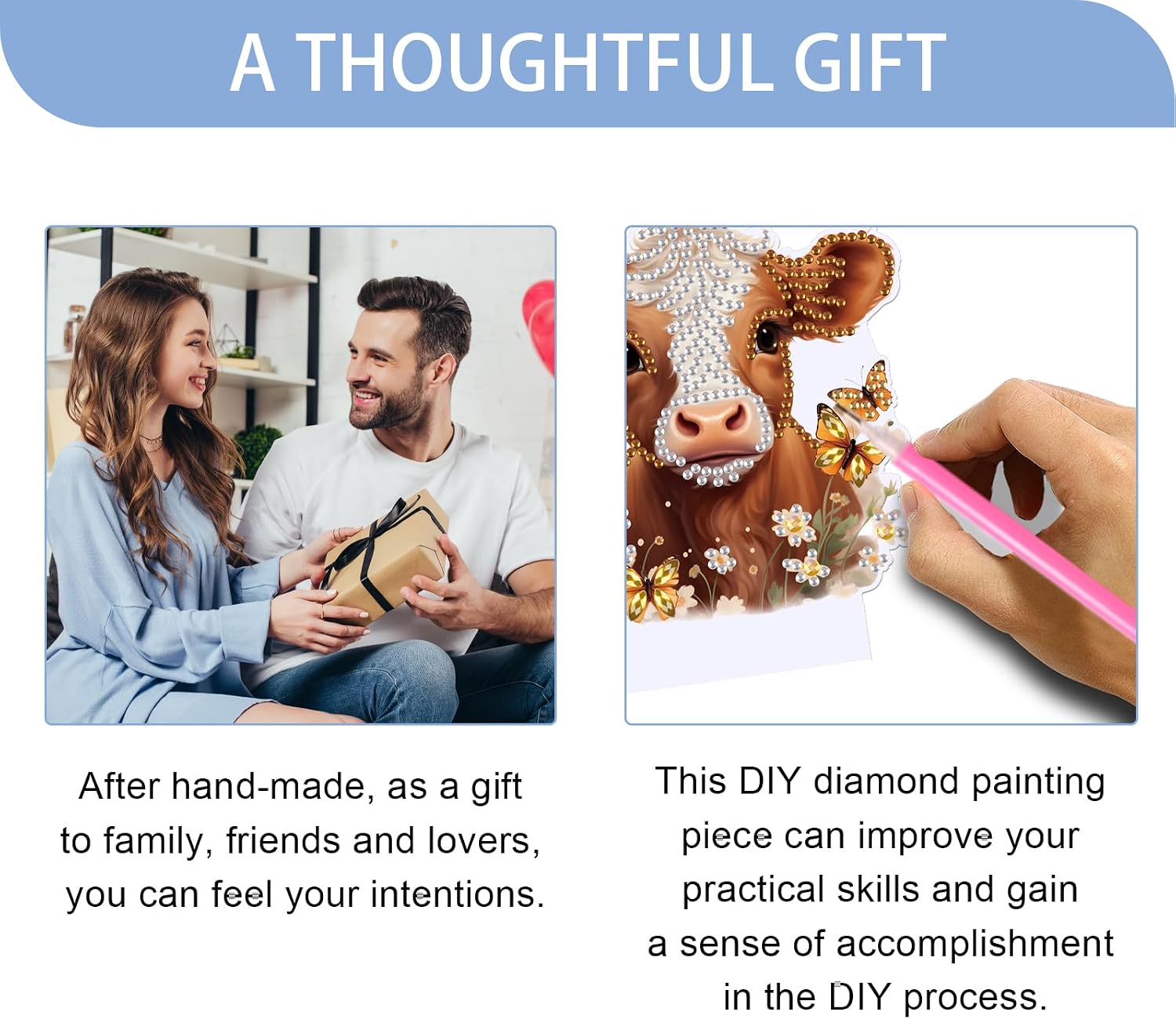 JISHSHAY Diamond Painting Night Light Diamond Art Table Lamp Gem Art LED Light Gem Painting Desk Lamp Mosaic Kits for Adults DIY Kits for Adults Paint by Numbers with Special Shape Drills Cattle Cow image 5