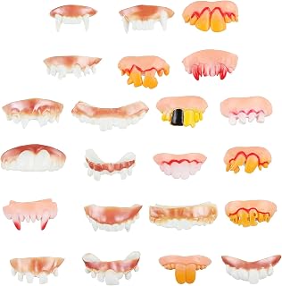 Sumind 22 Pieces Fake Ugly Teeth Halloween Vampire Fangs Teeth Gnarly Teeth Gag Teeth Vampire Denture Funny Teeth Halloween Decoration Theme Costume Party Favors