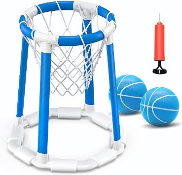 Pool Basketball Hoop Pool Games Pool Toys with 2 Basketballs Floating Basketball Hoop for Pool for Kids & Adults Indoor Outdoor