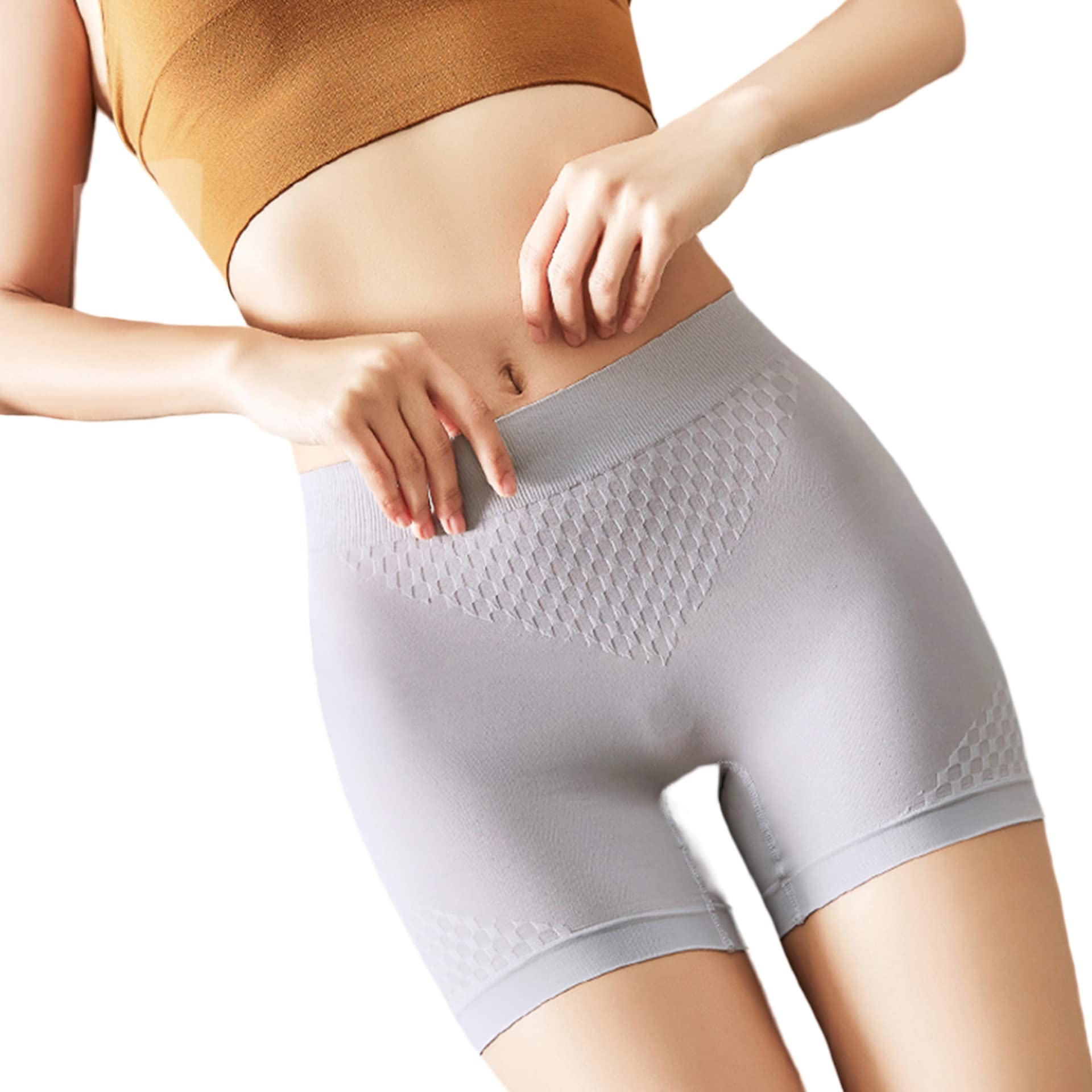 NOVOLANBoxer Seamless Briefs Honeycomb Safety Pants Seamless Body Shaping Cotton Bottom Mid Waist Boxer Briefs Women Short Seamless Underwear Full Coverage Leak Proof