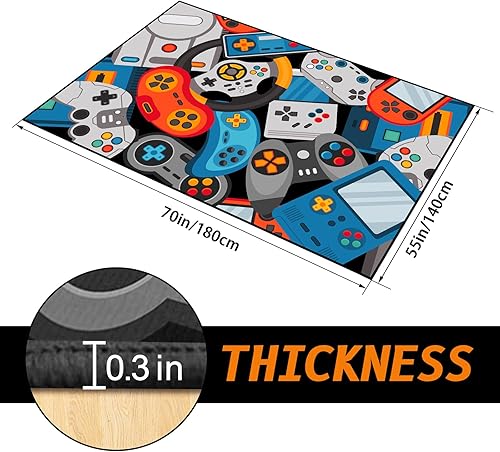 Miniatura 2 de Lacut Alfombra de área de juegos, alfombra de juegos 3D, tapete controlador de gamepad para niños y niñas, dormitorio, sala de juegos, alfombras