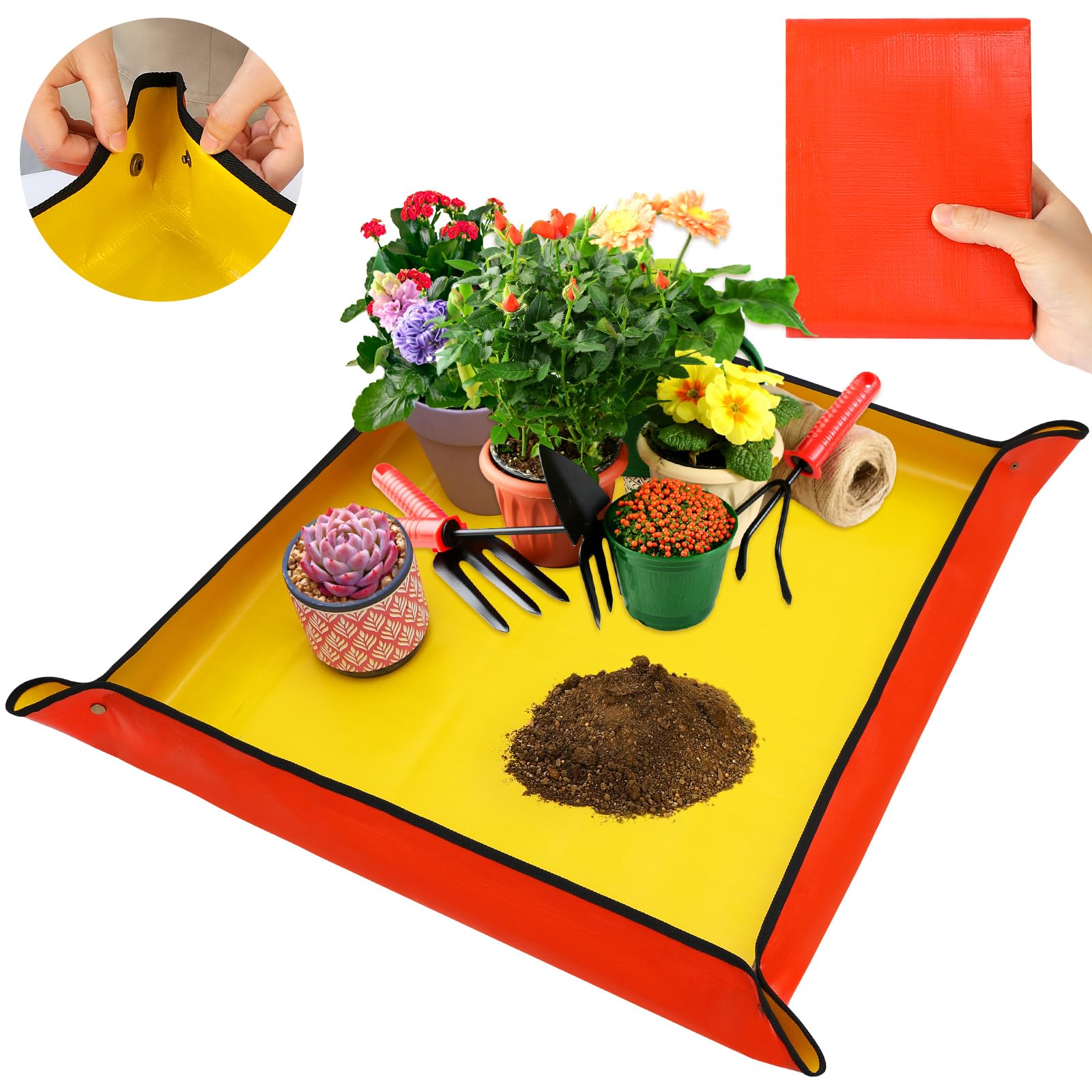 Tappetino Pieghevole Per Rinvaso Piante 110x75 Cm – Impermeabile In Tessuto Oxford Con Bottoni