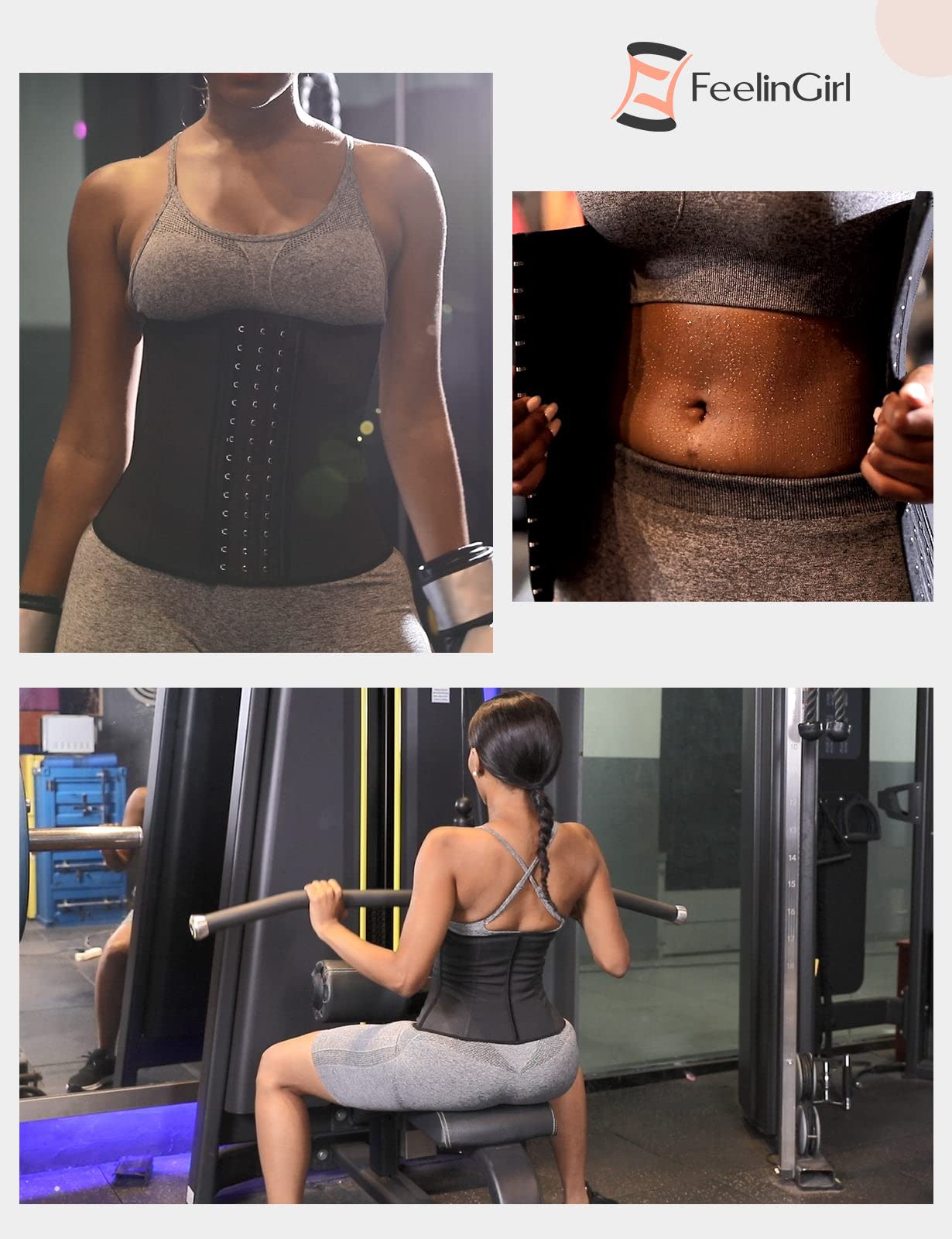 FeelinGirl Gaine Ventre Plat Fermetures à Crochet à 3 Rangées Gaine Amincissante Ventre Plat Femme