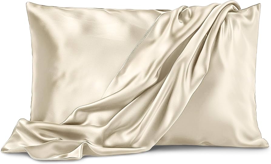Pure Bedding Satin Pillowcase 2 Pack - Queen Size (20"x30", Ivory) - Silky Pillow Cases for Hair and Skin - Satin Pillow Covers with Envelope Closure - Extra Soft Premium Microfiber