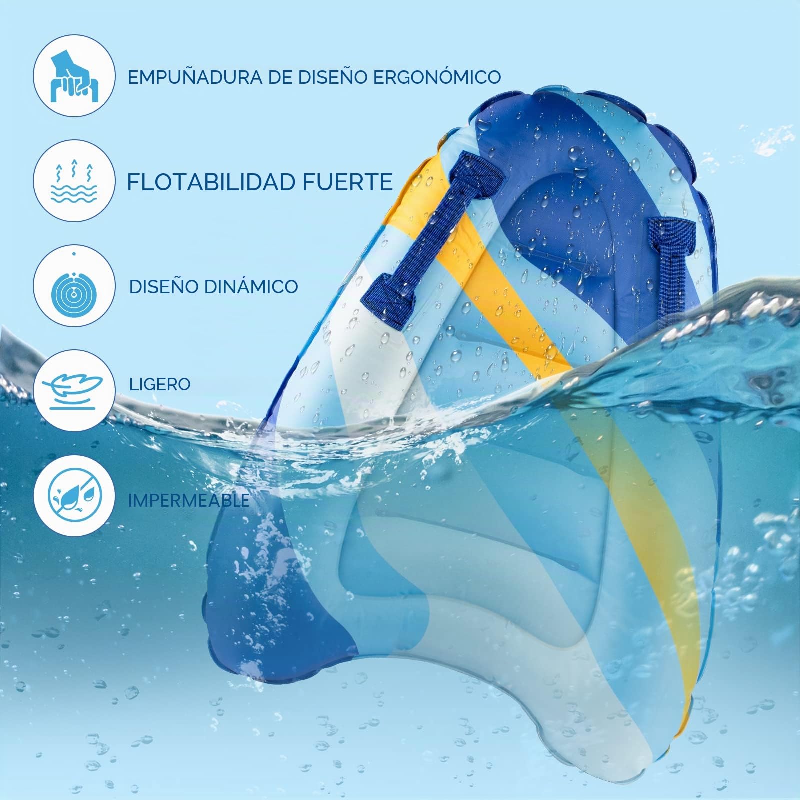 Tabla de Bodyboard Hinchable para Niños 75x65x15 cm con Asas Plegable