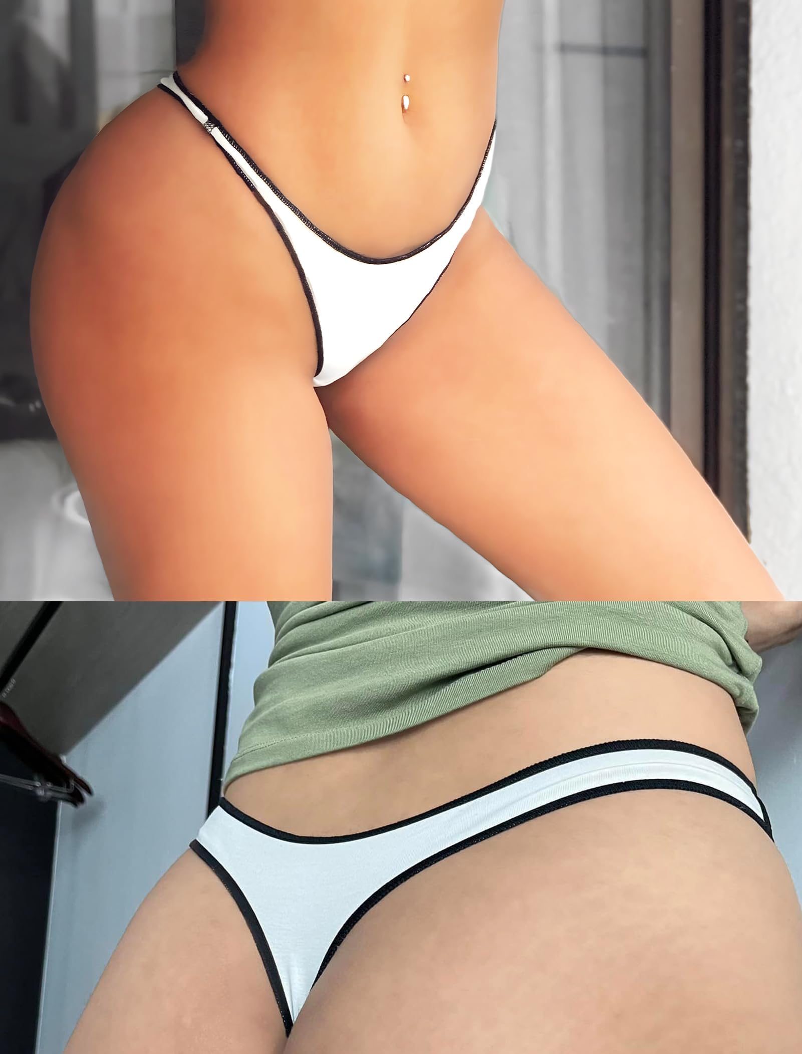 Damskie Bawełniane Stringi Sexy Tanga Briefs zestaw 3 szt