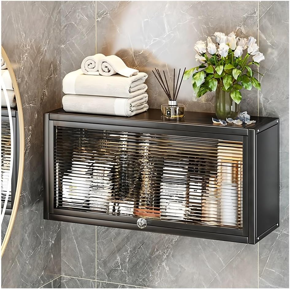 Acrylic Doors Bathroom Cabinet Wall Mounted Kitchen Seasoning Rack, Over The Toilet Storage Cabinet, Multifunctional Wall Storage Box Flip Door Locker