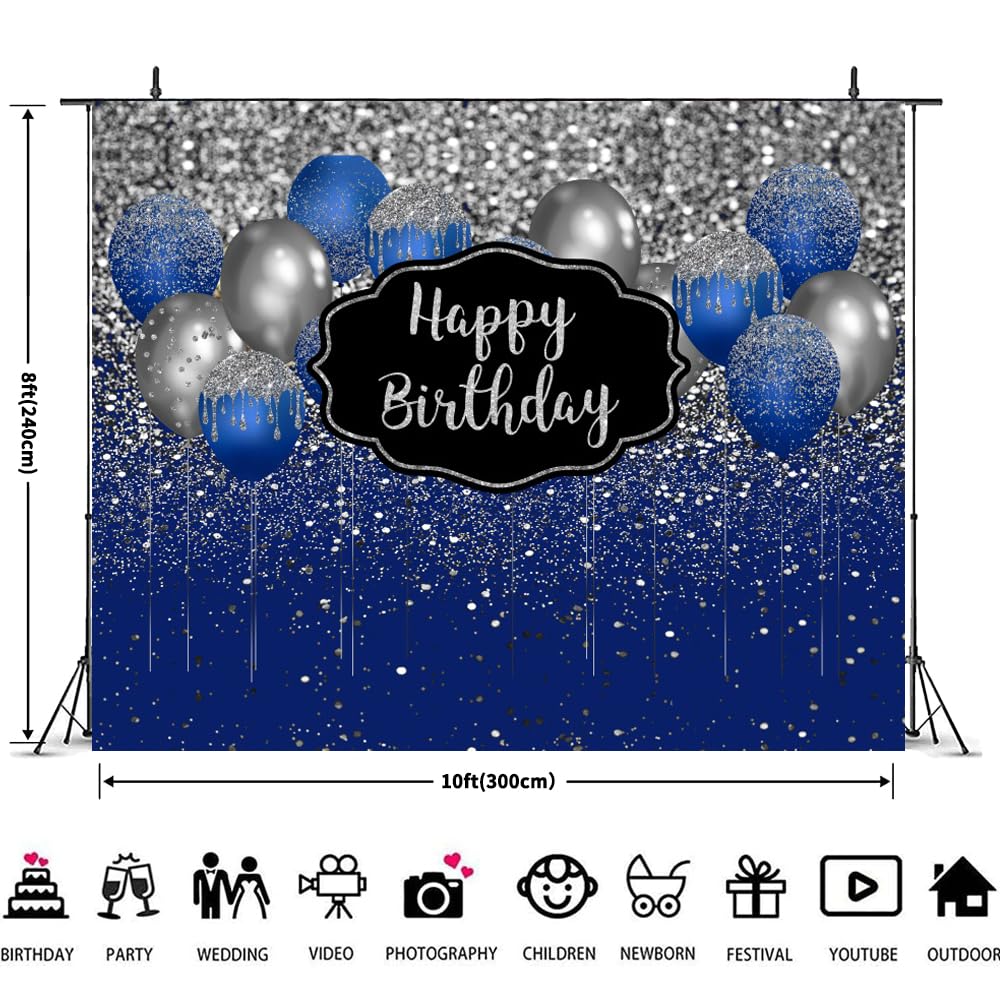 Werownsgso Happy Birthday Hintergrund, 1,1 X 1,8 M - Personalisiertes Blaues Partybanner Aus Polyester