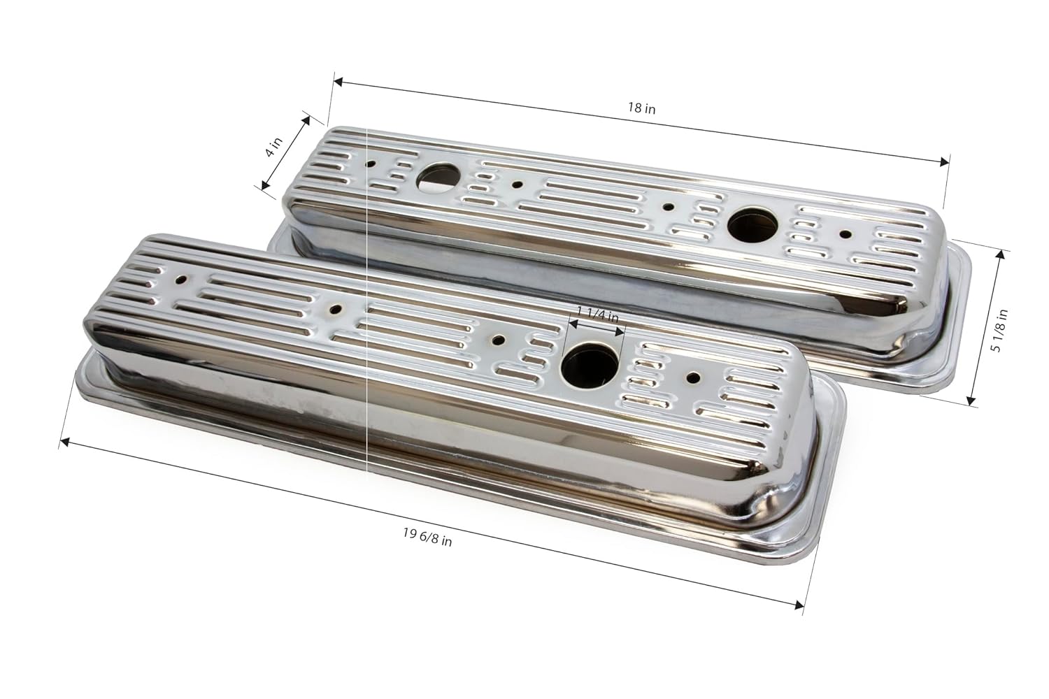 1987-UP Compatible/Replacement for Chevy/GMC 5.0L & 5.7L Center Bolt Steel Valve Covers w/Bolts - Chrome