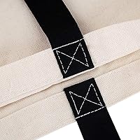 Vista 4 de Azuca Bolsas de lona reutilizables para comestibles con bolsillo interior, grandes compras en la playa, resistentes, 12 onzas, multiusos, natural