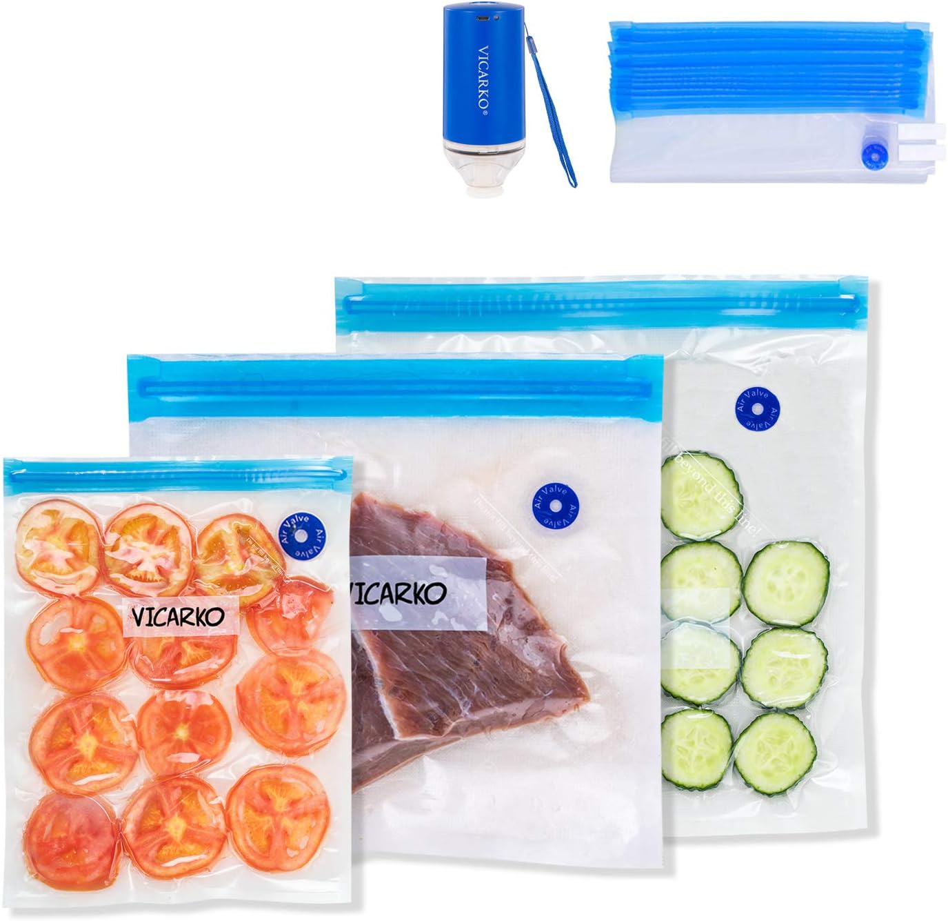 VICARKO Sous Vide Bags, with Handheld Auto Vacuum Sealer