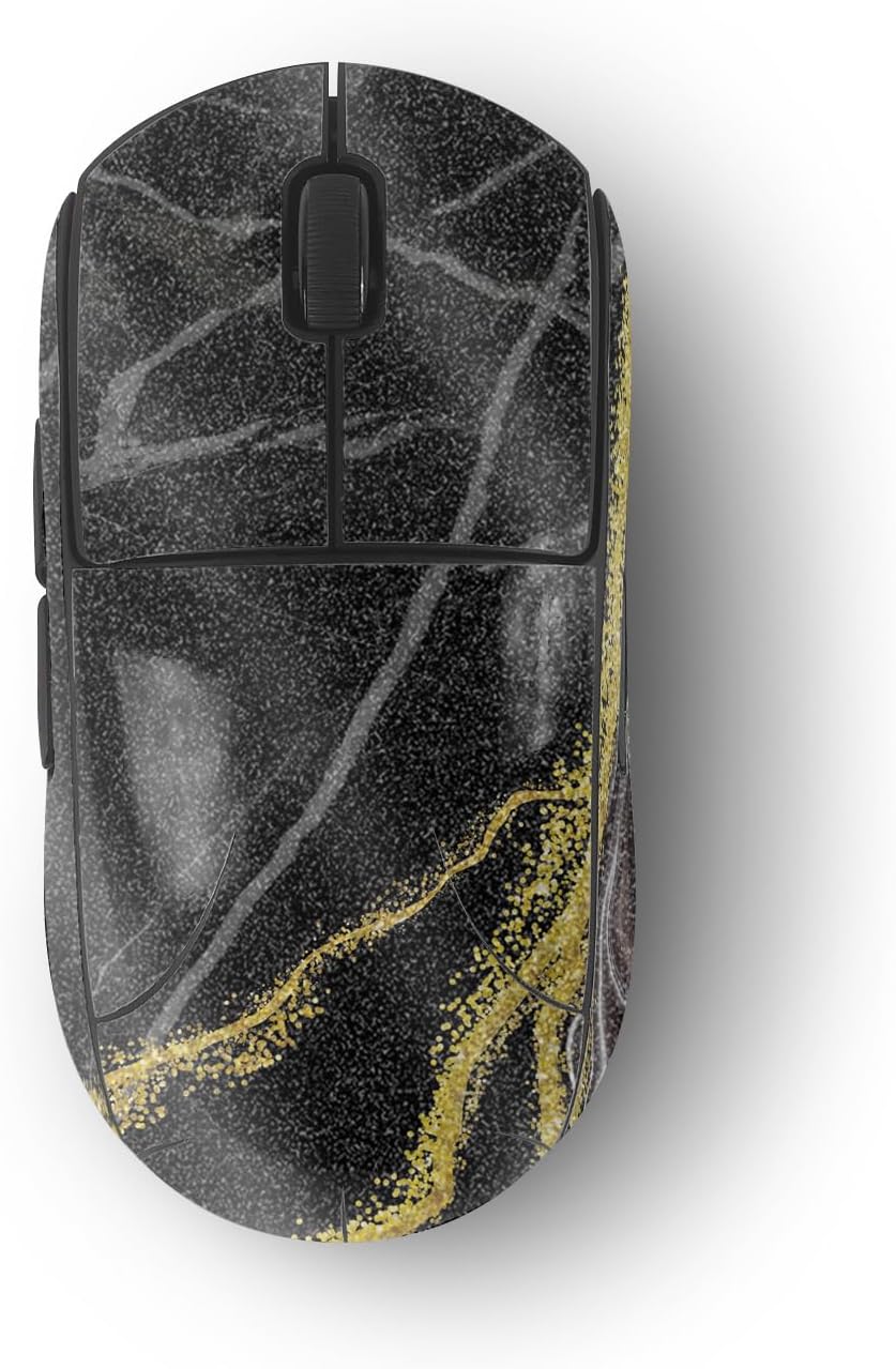 MightySkins Glossy Glitter Skin Compatible with Logitech G Pro Wireless Gaming Mouse - Black Marble Glitter | Protective, Durable High-Gloss Glitter Finish | Easy to Apply