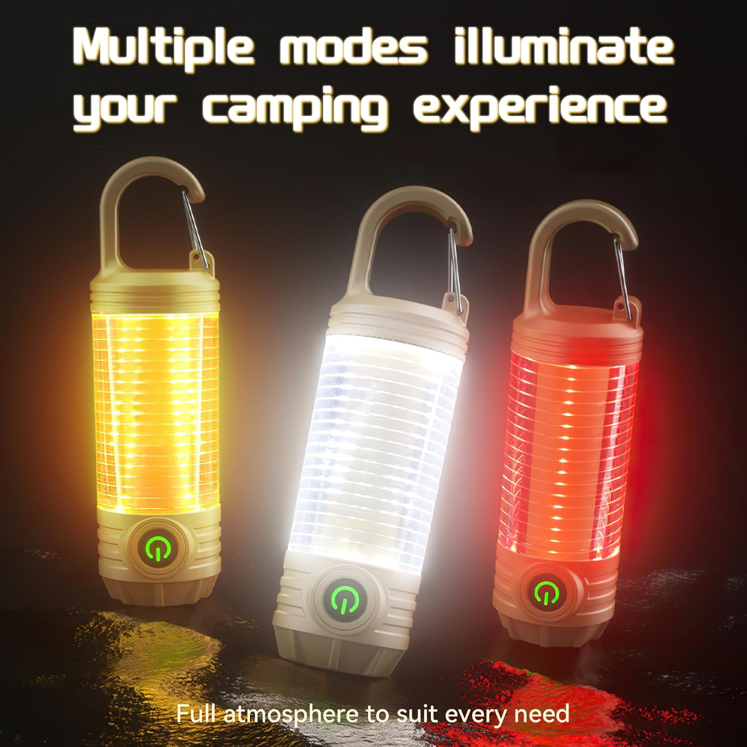 Ultra Bright Camping Lantern, 1200mAh Camping Lights with 3 Colors & 4 Brightness, SOS, Max 1500LM, Waterproof Rechargeable Flashlight Lantern for Power