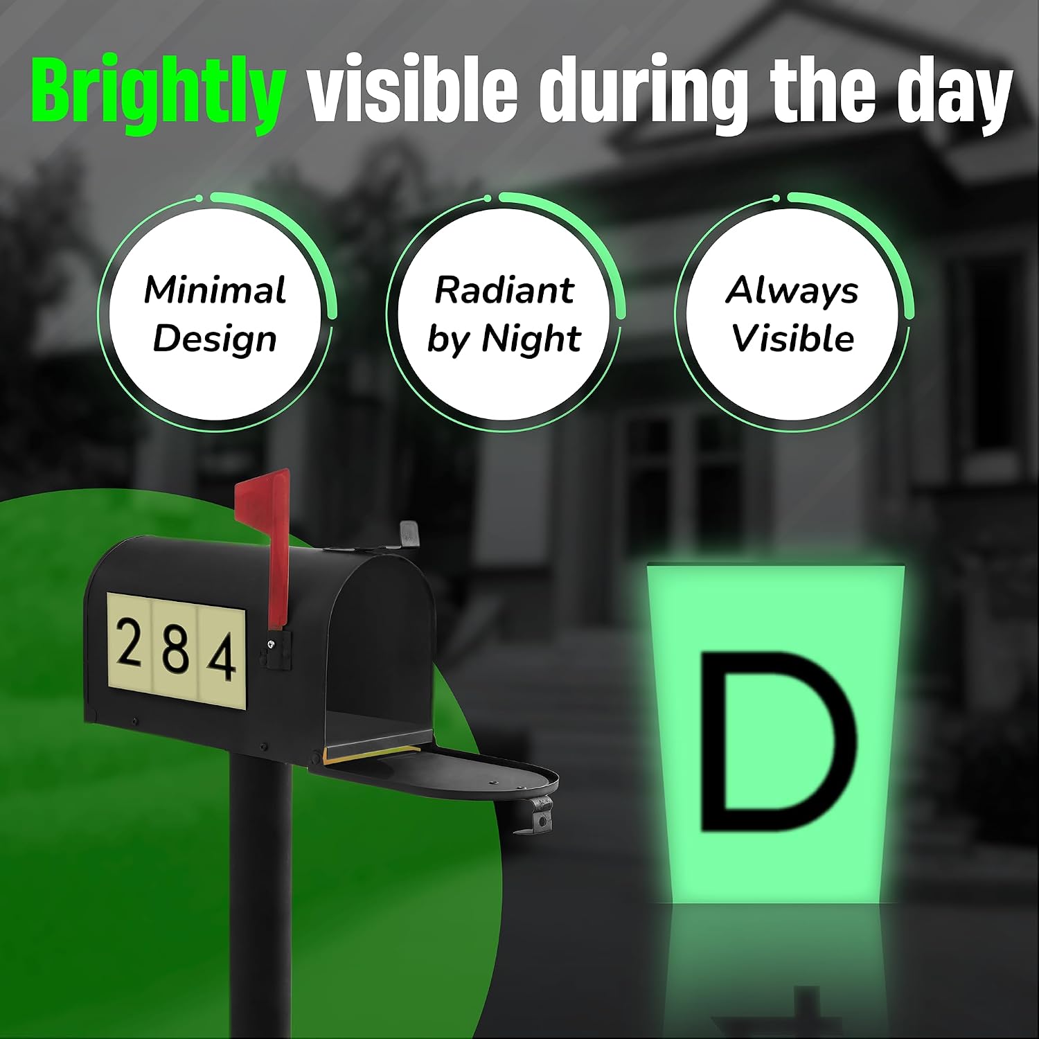 House Letters for Outside Light Up Solar - Solar House Letters for Outside on Mailbox or Sign - Glow In The Dark Lighted Letter D - Illuminated for Easy Address Discovery