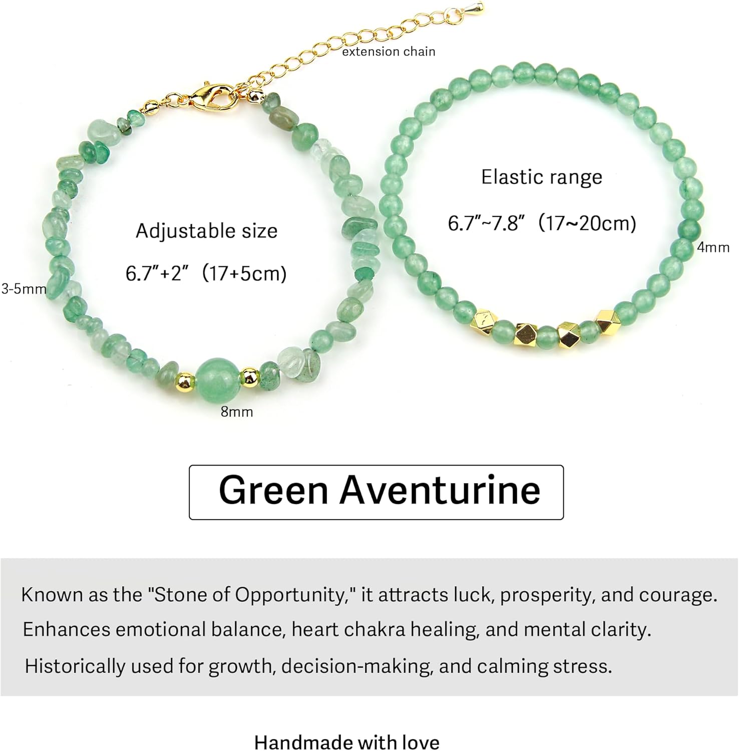 2Pcs Crystal Bracelet for Women Handmade Adjustable Beaded Bracelet Natural Gemstone Healing Crystals Bracelet Set Jewelry Gift - Image 2