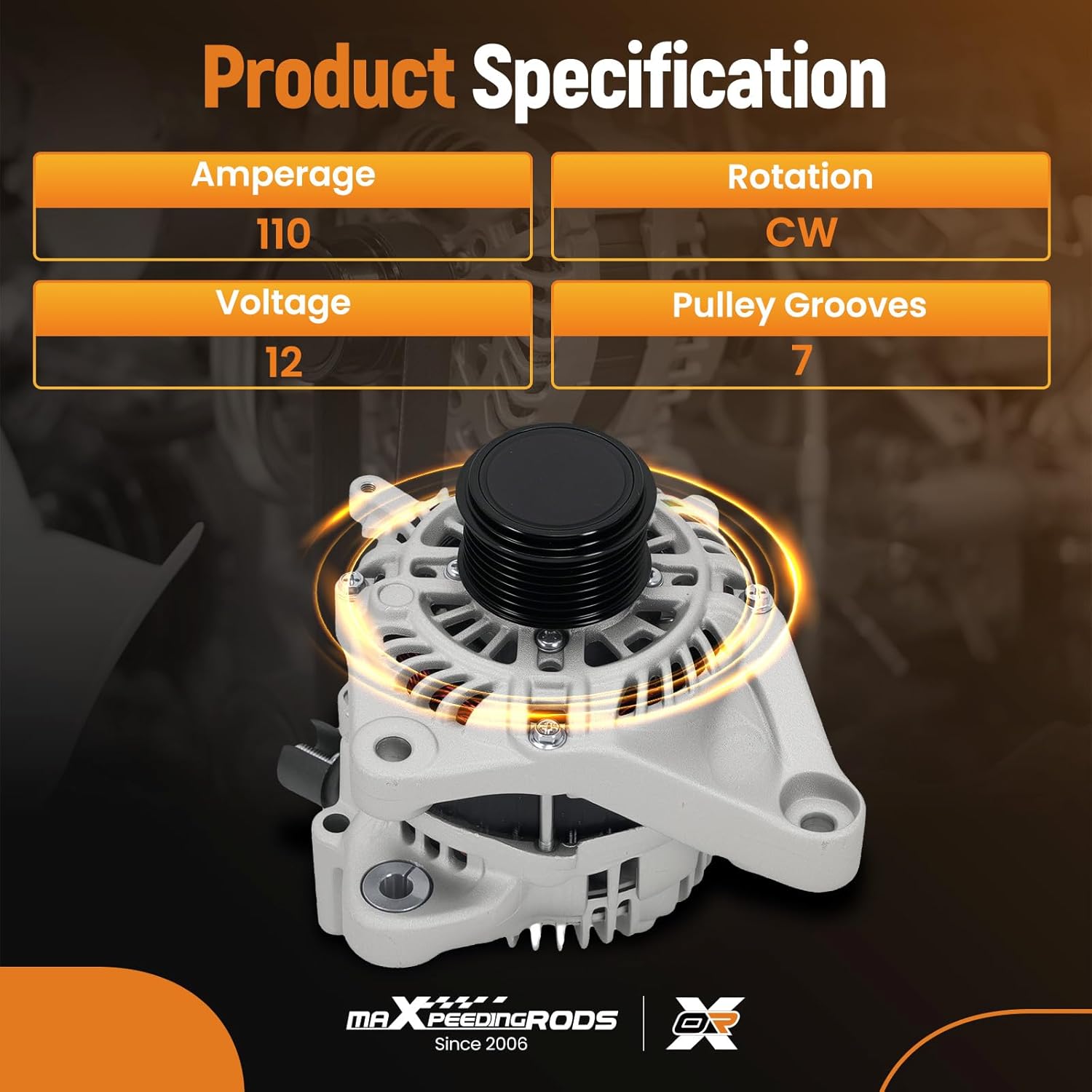 maXpeedingrods Alternator Compatible with Honda Accord 2.4L 2013 2014 2015 2016 2017 Replaces 31100-5A2A02, 31100-5A2A022M2, 14489, A005TL0581ZC