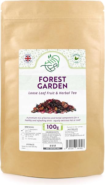Forest Garden Loose Fruit & Herbal Tea   Mix of Berries & Herbs 100g | Berries, Hibiscus, Rose Peel, Rose Petals, Raspberry Leaf, Fruit Composition min. 44%