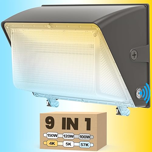 YARBO Paquete de luz LED de pared 9 en 1 de 150 W 120 W 100 W conmutable, paquete de pared LED de 3 colores seleccionables con fotocélula 22500LM