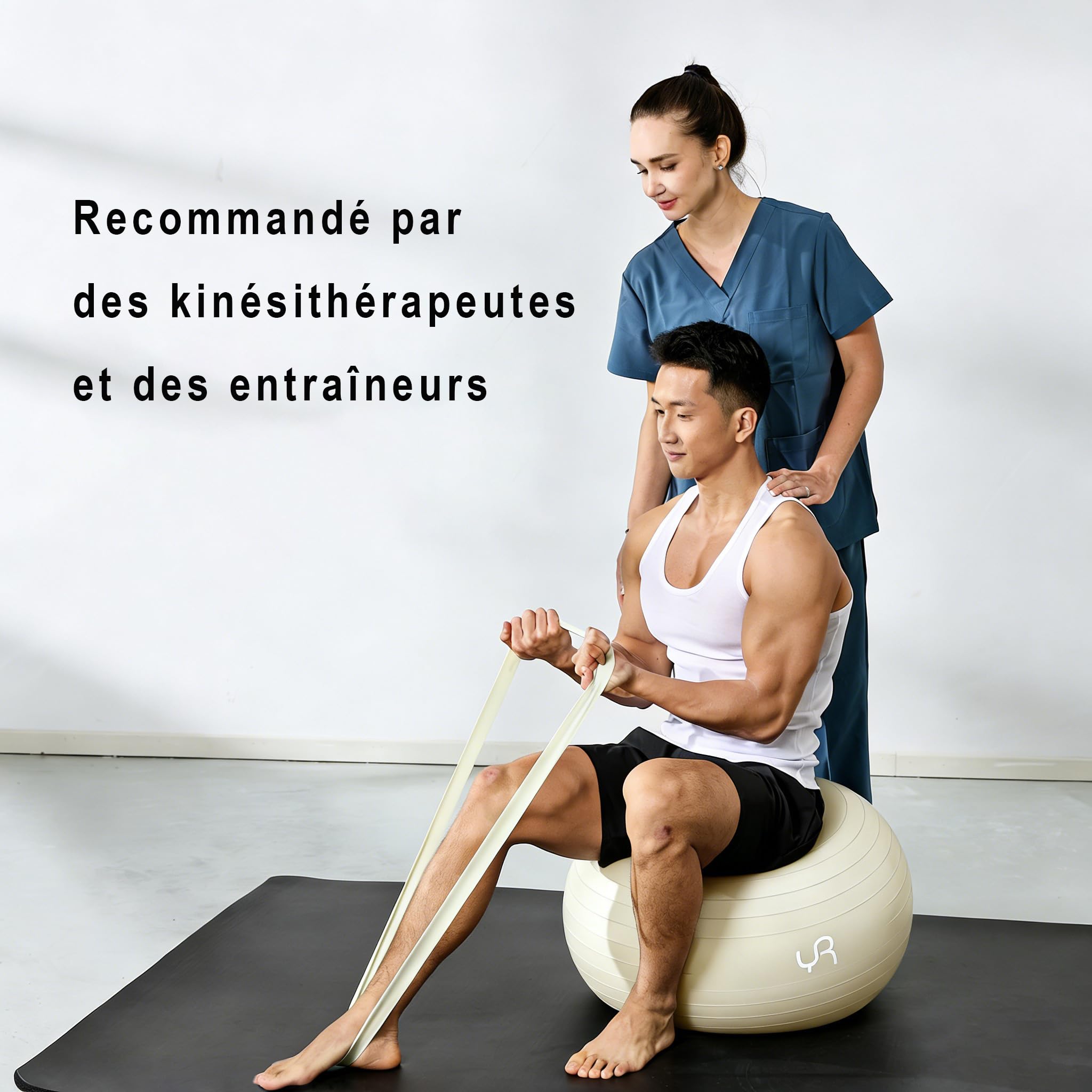 Ballon de gymnastique 55 cm - Pour grossesse - Grand ballon de yoga - Ergonomique - Anti-éclatement - Pour fitness, yoga, gymnastique, entraînement avec pompe à air