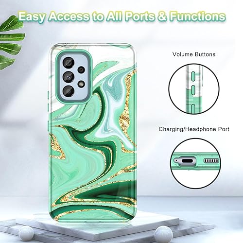 Miniatura 6 de Btscase Funda para Samsung Galaxy A53 5G, patrón de mármol 3 en 1, resistente a prueba de golpes, cuerpo completo, policarbonato duro y suave
