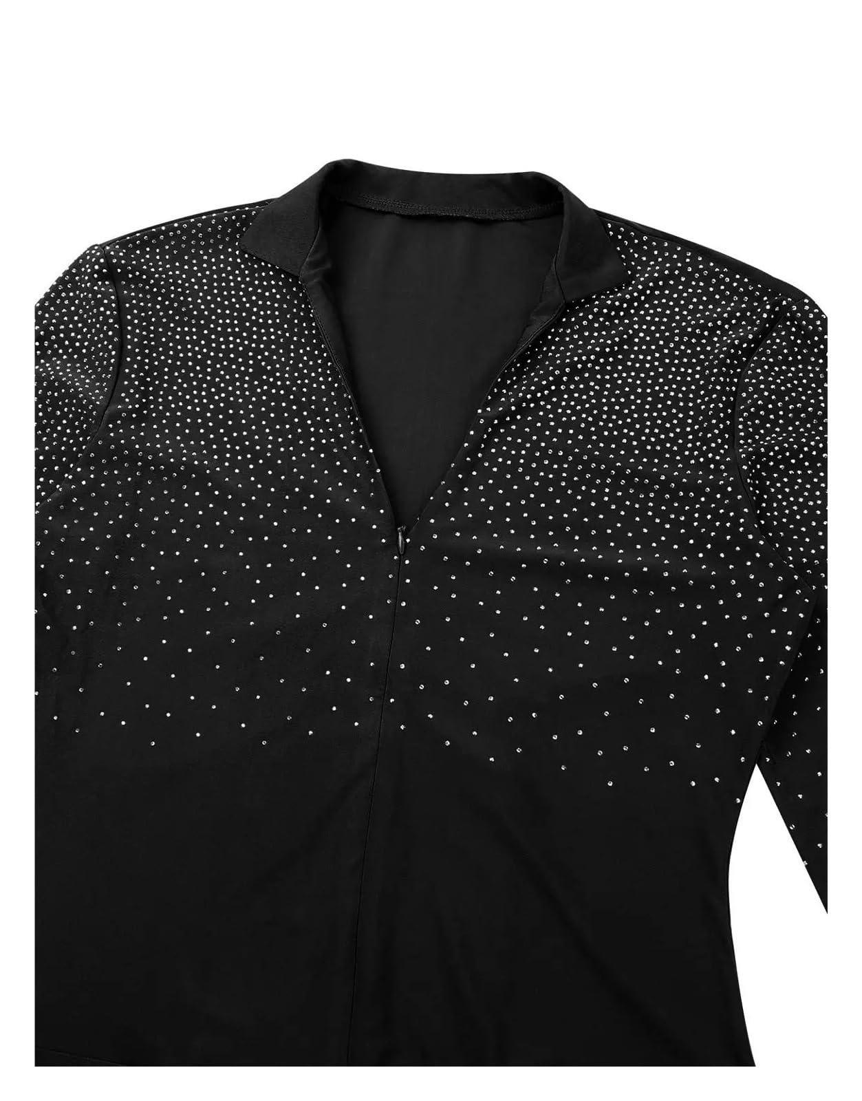 Vestiti da Ballo Latino Camicia da ballo da uomo con scollo a V Camicia da ballo da uomo con scollo a V Abiti da ballo latino da ballo Competizione professionale Abbigliamento da ballo(Black,L)