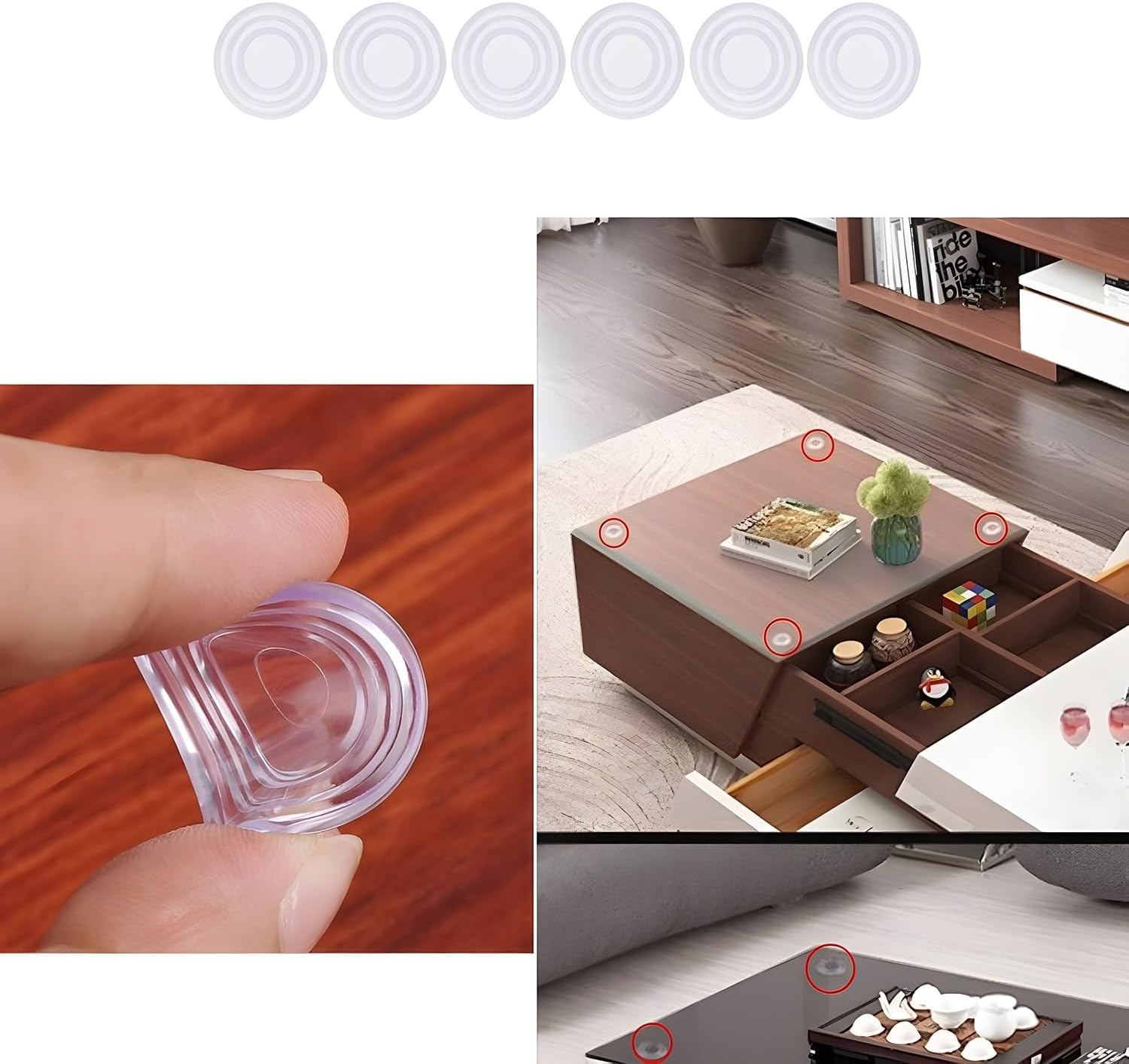 Round Clear Glass Table Top, 8mm Thick Tempered Flat Polished Edge, Multipurpose for Dining, Coffee, Restaurant, Patio Table Replacement(98cm)